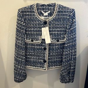 Veronica Beard Blue Tweed Brim Jacket. NWT Size 10. Brand New!